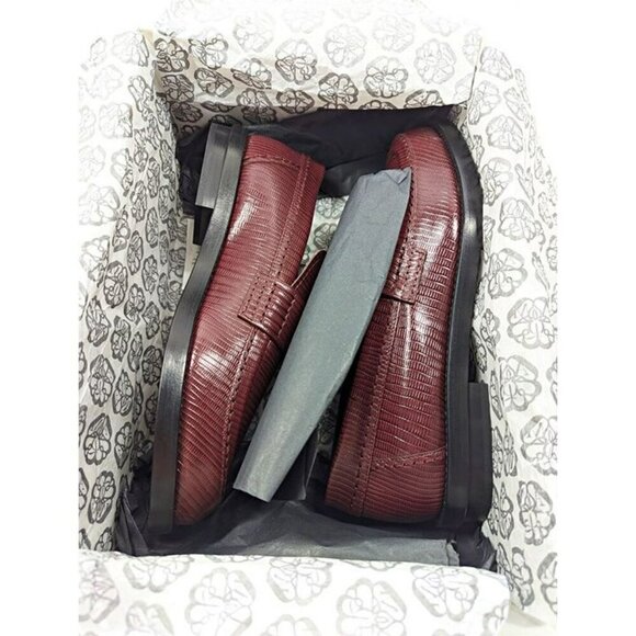 Alexander McQueen Men’s Jupiter Leather Moccasins Burgundy Size 46 (MSRP $990) main image 6